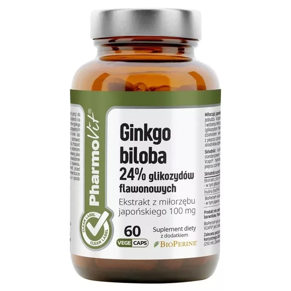 Pharmovit Ginkgo biloba 24% glikozydów flawonowych suplement diety 60 kapsułek