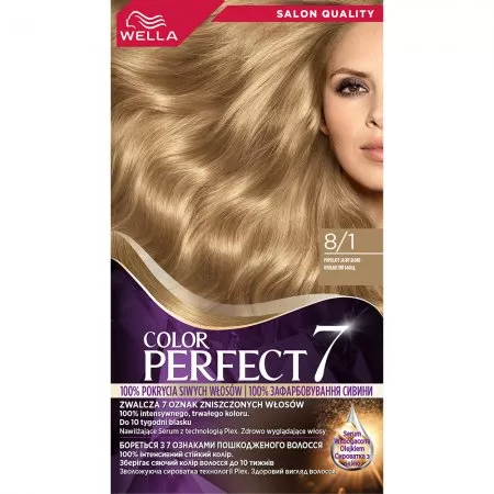 Wella Color Perfect 7, farba do włosów, 8/1 popielaty jasny blond, 50ml