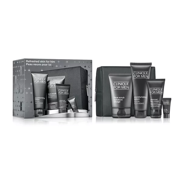 Clinique Clinique For Men Refreshed Skin for Him zestaw do twarzy: 100ml + 100ml + 50ml + 7ml + kosmetyczka