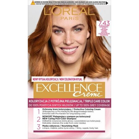 L'Oreal Paris Excellence Creme Farba do włosów 7.43 Blond miedziano-złocisty
