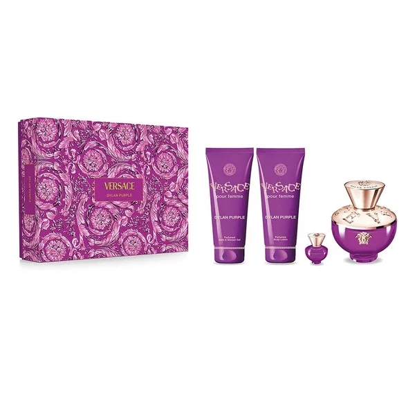 Versace Dylan Purple Pour Femme zestaw woda perfumowana spray 100ml + balsam do ciała 100ml + żel pod prysznic 100ml + woda perfumowana 5ml (W)