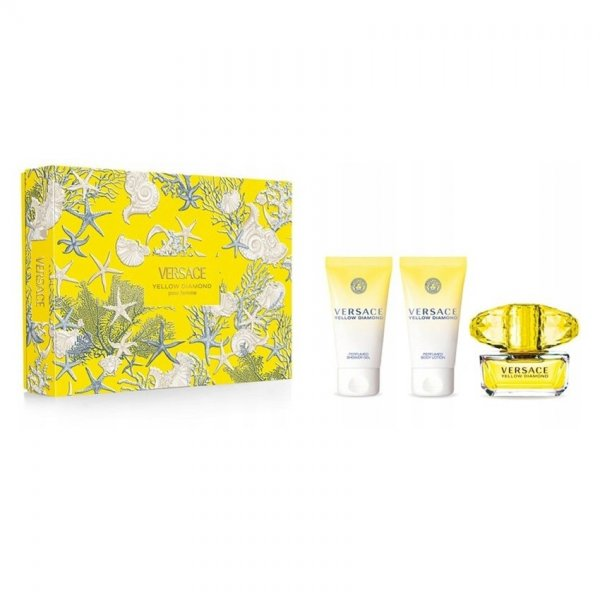 Versace Yellow Diamond zestaw woda toaletowa spray 50ml + żel pod prysznic 50ml + balsam do ciała 50ml (W)