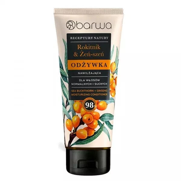 Barwa Receptury Natury nawilżająca odżywka do włosów Rokitnik + Żeń-szeń 200ml