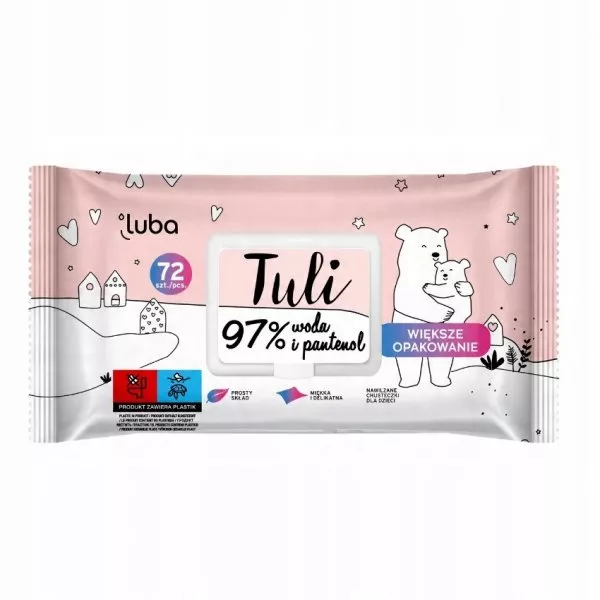 Luba Tuli nawilżane chusteczki dla dzieci i niemowląt 97% woda i pantenol 72szt