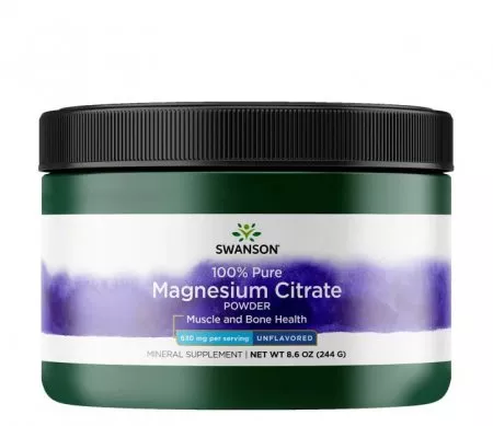 Swanson, cytrynian magnezu w proszku - 100% czystości, 244g