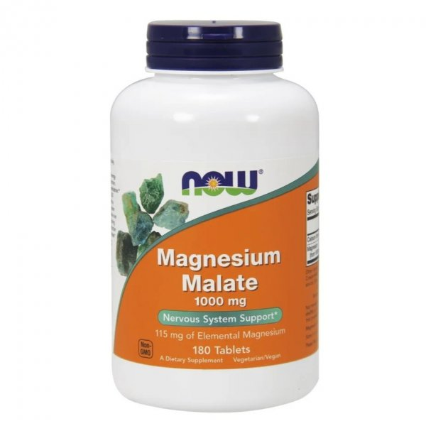Now Foods Magnesium Malate 1000mg suplement diety 180 tabletek
