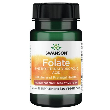 Swanson Folian Quatrefolic, kwas foliowy, suplement diety dla kobiet w ciąży, 800mcg, 30kaps, ref.SWU1101