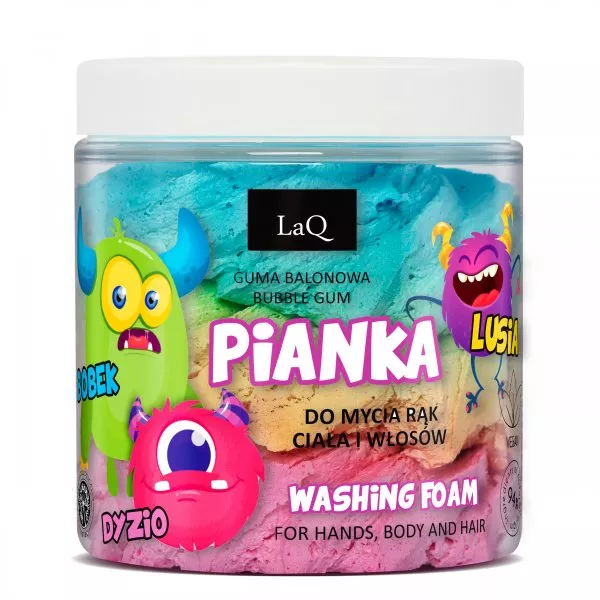LaQ Bobek Dyzio Lusia, 3-kolorowa pianka do mycia rąk ciała i włosów dla dzieci, 100g