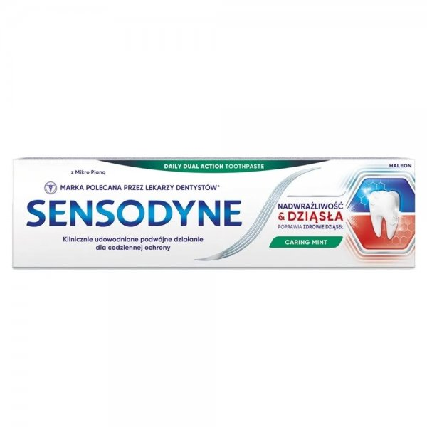 Sensodyne Nadwrażliwość & Dziąsła Caring Mint pasta do zębów z fluorkiem 75ml
