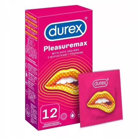 Durex prezerwatywy Pleasuremax 12 szt z wypustkami prążkami
