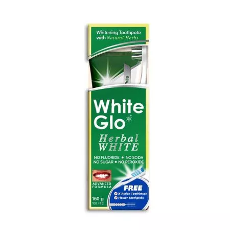 White Glo Herbal White Toothpaste wybielająca ziołowa pasta do zębów 100ml + szczoteczka do zębów