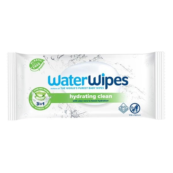 WaterWipes Hydrating Clean chusteczki nawilżane dla dzieci z ekstraktem z aloesu 60szt