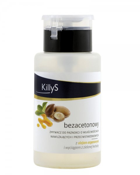 KillyS Acetone-Free Nail Polish Remover bezacetonowy zmywacz do paznokci pompka Olejek Arganowy 50ml
