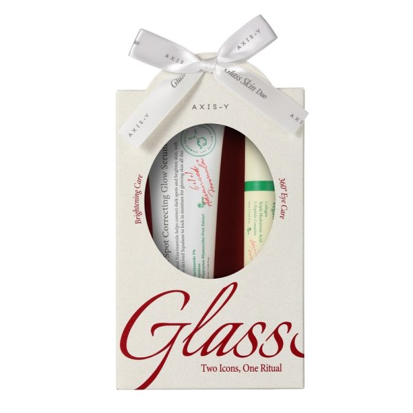 AXIS-Y Glass Skin Duo zestaw Dark Spot Correcting Glow Serum rozjaśniające serum do twarzy 50ml + Vegan Collagen Eye Serum kolagenowe serum pod oczy 10ml