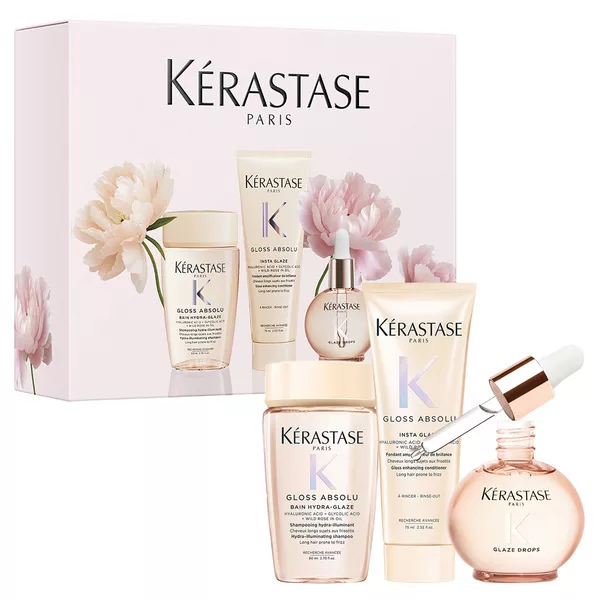 Kerastase Gloss Absolu Trio, zestaw prezentowy wygładzający włosy, szampon + odżywka + olejek