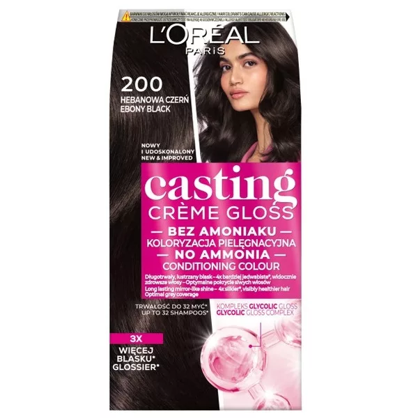L'Oreal Paris Casting Crème Gloss Farba do włosów 200 Hebanowa czerń
