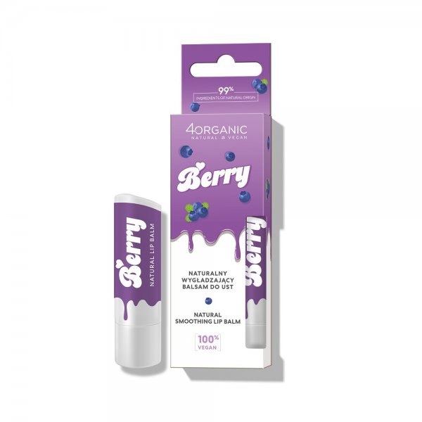 4organic Naturalny wygładzający balsam do ust Berry 5g