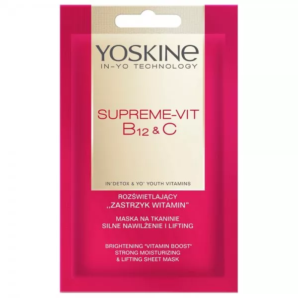 Yoskine Supreme-Vit B12 + C maska na tkaninie silnie nawilżenie i lifting 20ml
