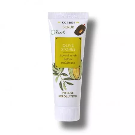 Korres, oczyszczający scrub do twarzy olive stones, 18ml