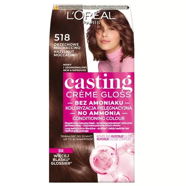 L'Oreal Paris Casting Crème Gloss Farba do włosów 518 Orzechowe mochaccino
