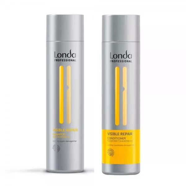 Londa Visible Repair, zestaw odbudowujący do włosów zniszczonych, szampon + odżywka