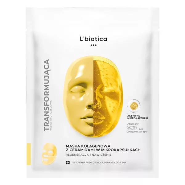 L\'biotica Maska kolagenowa z ceramidami w mikrokapsułkach Regeneracja i Nawilżenie 1szt.