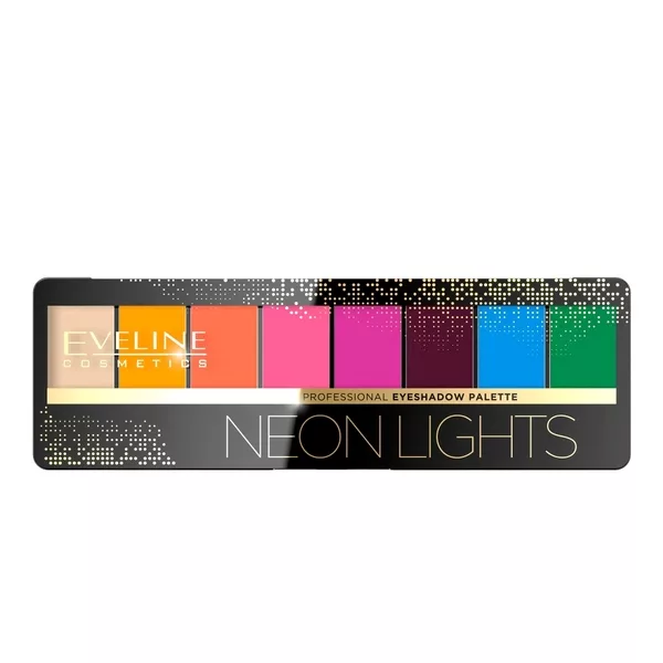 Eveline Professional Eyeshadow, palette paleta 8 cieni do powiek, neon lights