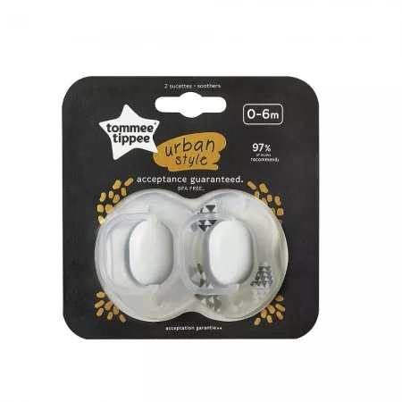 Tommee Tippee Urban smoczek uspokajający dla dzieci 0-6m Neutral 2szt