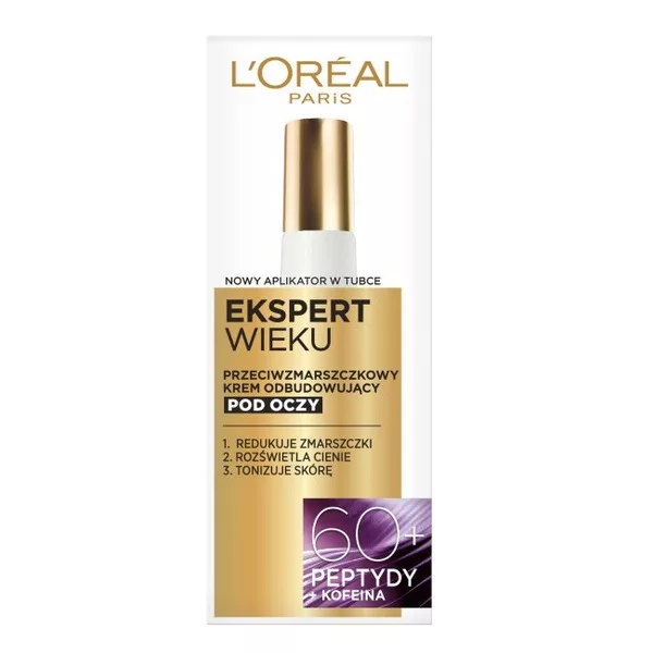 L'Oreal Paris Ekspert Wieku Przeciwzmarszczkowy krem odbudowujący pod oczy 60+, 15ml