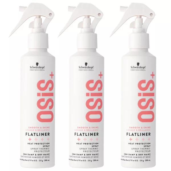 Schwarzkopf OSIS+ Flatliner, termoochronne serum prostujące w sprayu, wielopak, 3x200ml