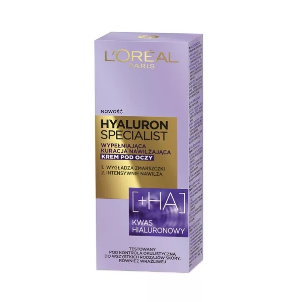 L'Oreal Paris Hyaluron Specialist Krem nawilżający pod oczy z kwasem hialuronowym, 15ml