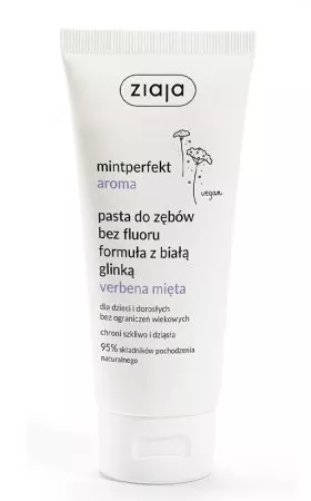 Ziaja Mintperfekt Aroma, pasta do zębów bez fluoru, biała glinka verbena i mięta, 100ml