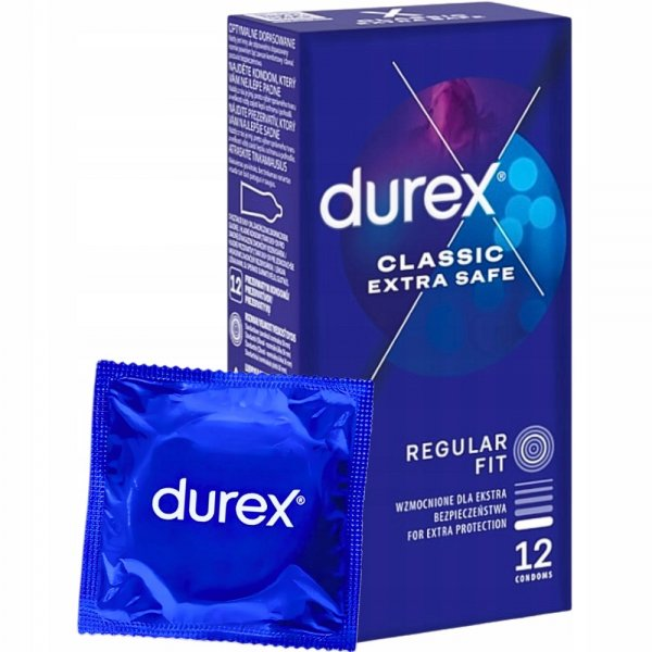 Durex Classic Extra Safe prezerwatywy wzmocnione dla ekstra bezpieczeństwa 12szt