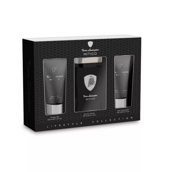 Tonino Lamborghini Mitico zestaw woda toaletowa spray 125ml + balsam po goleniu 100ml + żel pod prysznic 100ml (M)