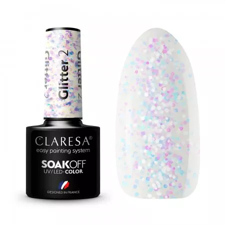 Claresa, Lakier hybrydowy, GLITTER 2, 5g