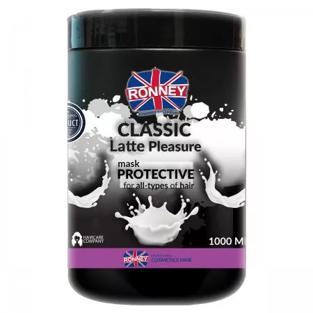 Ronney Professional Mask Classic Latte Pleasure Protective, Maska ochronna do każdego rodzaju włosów 1000ml