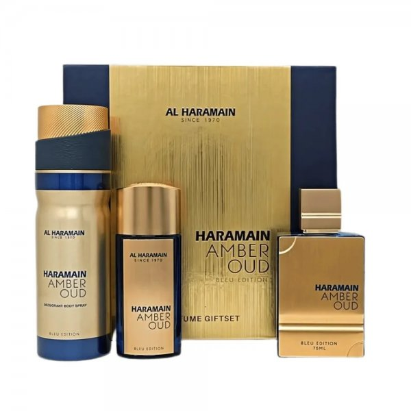 Al Haramain Amber Oud Bleu Edition zestaw woda perfumowana spray 75ml + woda perfumowana spray 30ml + dezodorant spray 200ml (U)