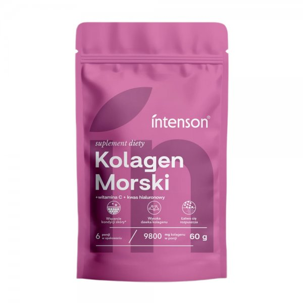 Intenson Kolagen Morski + Witamina C + Kwas Hialuronowy suplement diety 60g