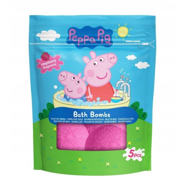 Peppa Pig Bath Bombs musujące kule do kąpieli Malina 5x50g