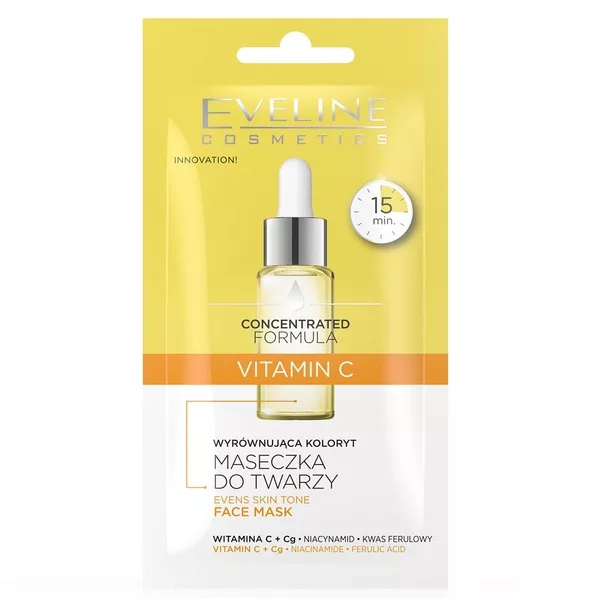 Eveline Cosmetics Skoncentrowana formuła wyrównująca koloryt maseczka do twarzy Vitamin C 8ml