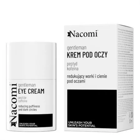 Nacomi GentleMan, krem pod oczy rozświetlający, niwelujący worki i cienie z peptydami i kofeiną, 30ml