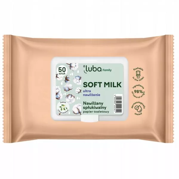 Luba Family Soft Milk nawilżany papier toaletowy 50szt