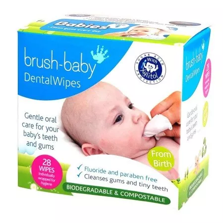 Brush-Baby DentalWipes chusteczki do czyszczenia dziąseł i zębów mlecznych dla dzieci 28szt.