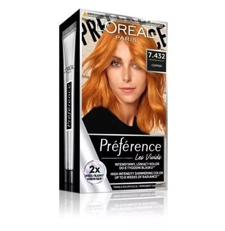 L'Oreal Paris Préférence Vivid Colors, trwała farba do włosów, 7.432 Copper