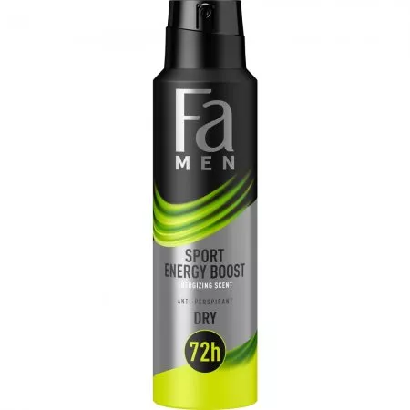Fa Men Sport Energy Boost 72h antyperspirant w sprayu o pobudzającym zapachu imbiru i cytryny 150ml