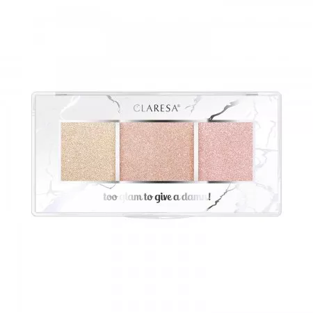 Claresa, Paleta rozświetlaczy TOO GLAM TO GIVE A DAMN 12 golden glow