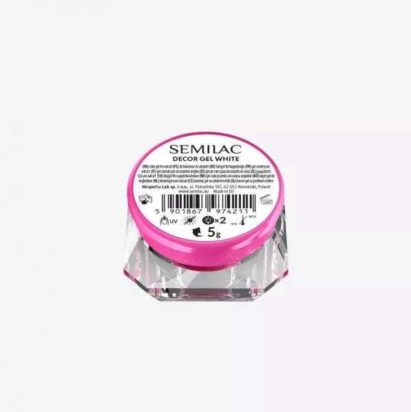Semilac Decor Gel White, pasta do zdobień, 5g
