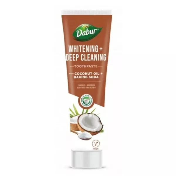 Dabur Whitening+ Deep Cleaning wybielająca pasta do zębów z olejem kokosowym i sodą oczyszczoną 100ml