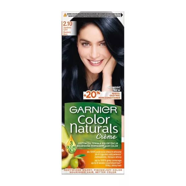 Garnier Color Naturals 2.10 Jagodowa czerń, odżywcza farba do włosów, do 100% pokrycia siwych włosów