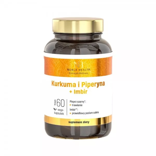 Noble Health Kurkuma i Piperyna + Imbir suplement diety 60 kapsułek